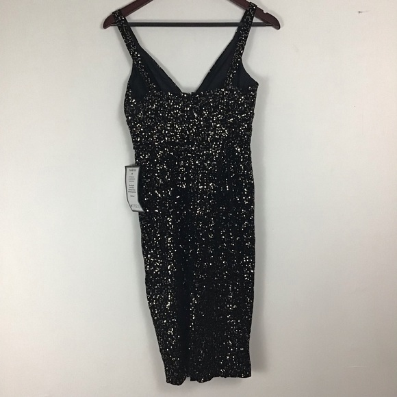 NWT! Jill Stuart Velvet Gold Sequin Pocket Midi Dress 0 - Picture 5 of 6